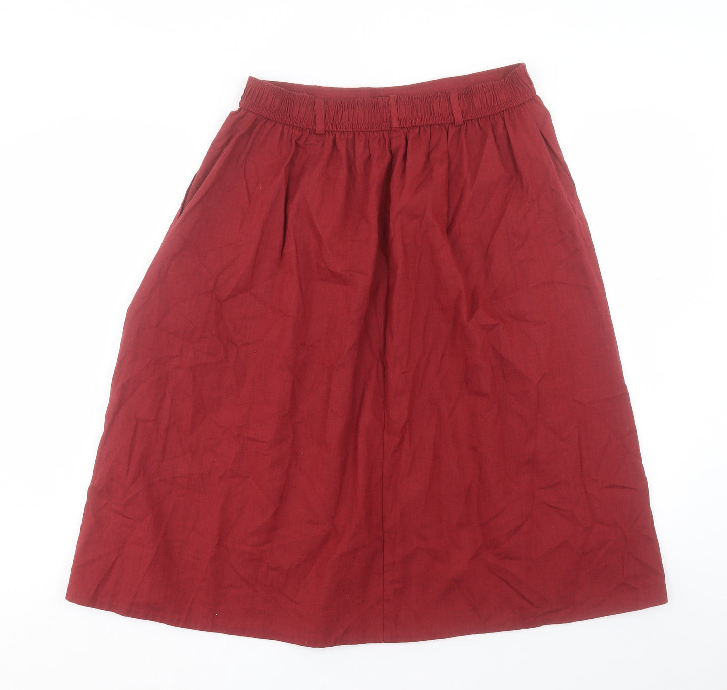 Marks and Spencer Womens Red Cotton A-Line Skirt Size 16 Button