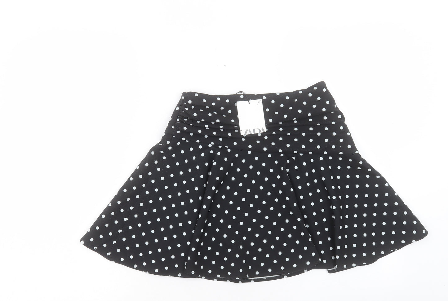 Zara Womens Black Polka Dot Polyester Mini Skirt Size XS