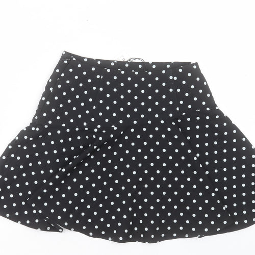 Zara Womens Black Polka Dot Polyester Mini Skirt Size XS