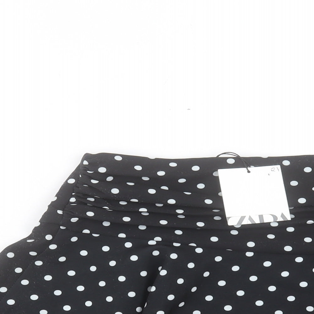 Zara Womens Black Polka Dot Polyester Mini Skirt Size XS