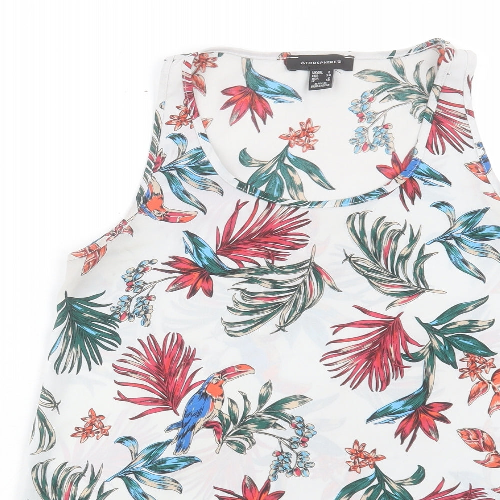 Atmosphere Womens Multicoloured Floral Polyester Basic Tank Size 6 Round Neck