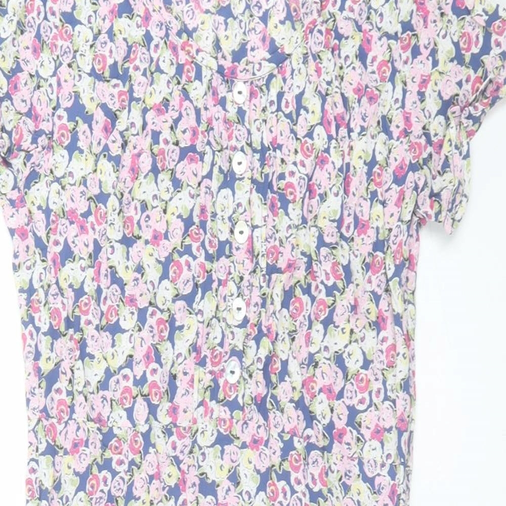 Adini Womens Multicoloured Floral Viscose Shift Size S Round Neck Pullover