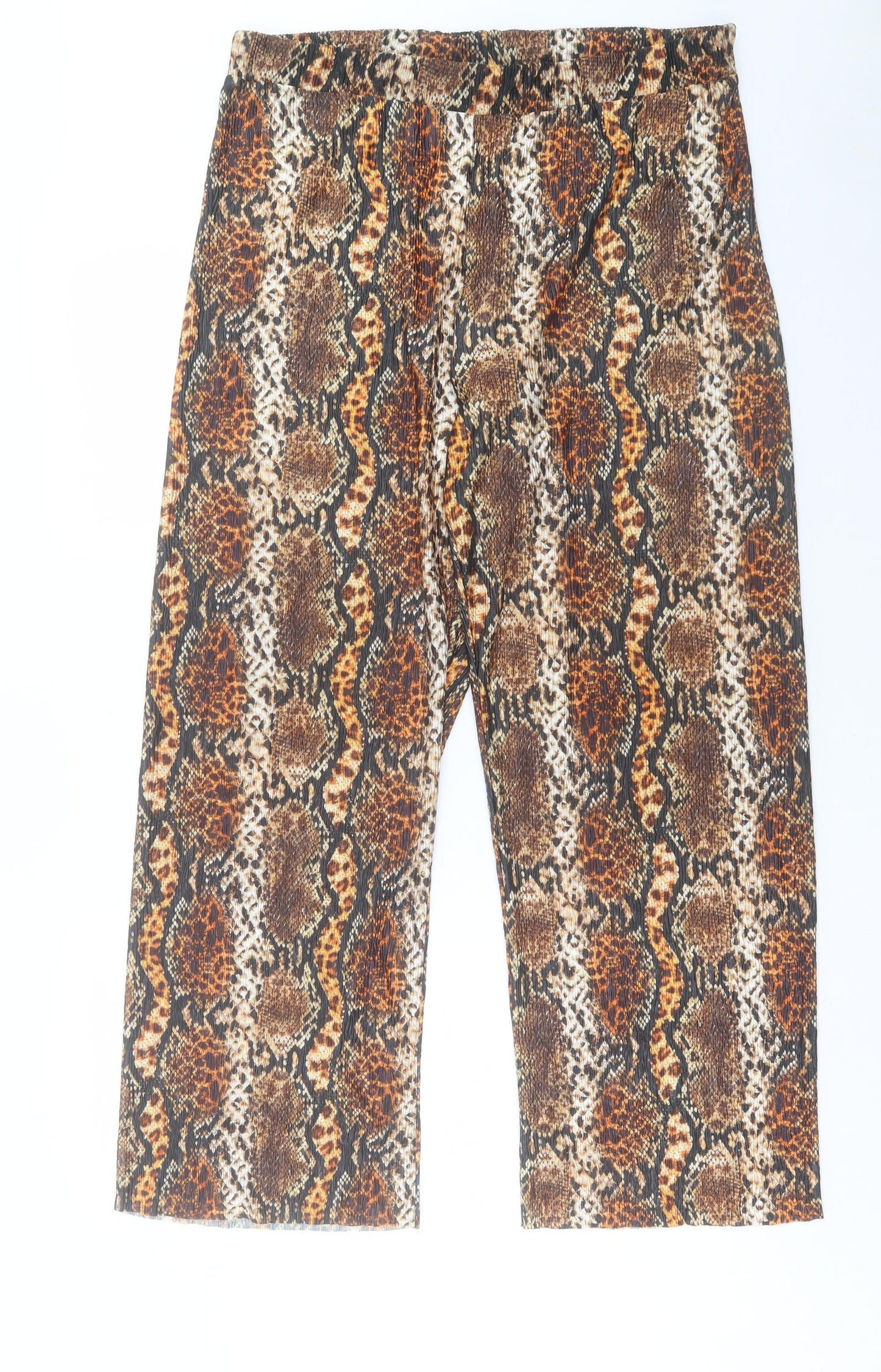 Matalan Womens Brown Animal Print Polyester Trousers Size 14 L31 in Regular - Snake Print