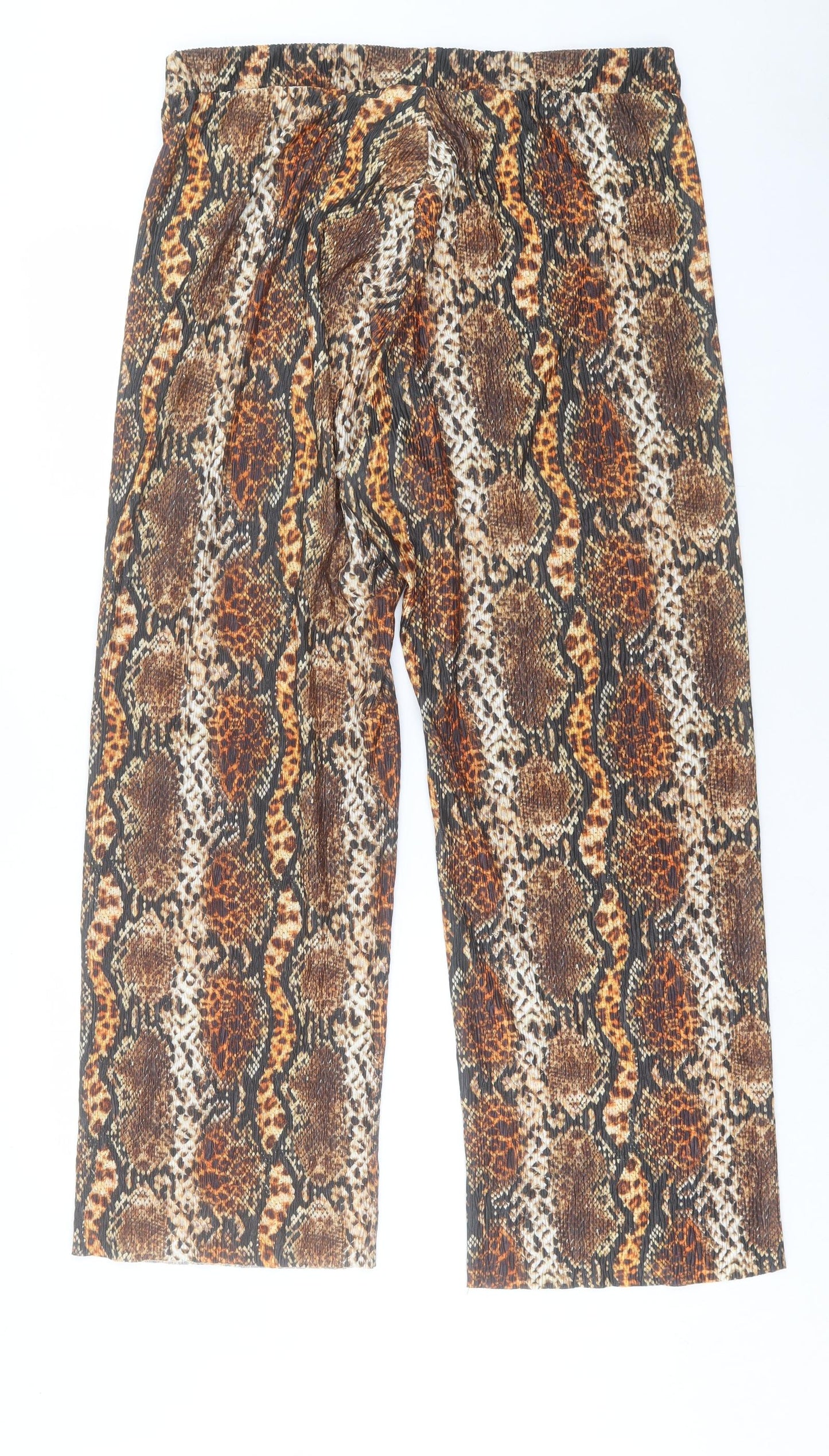 Matalan Womens Brown Animal Print Polyester Trousers Size 14 L31 in Regular - Snake Print