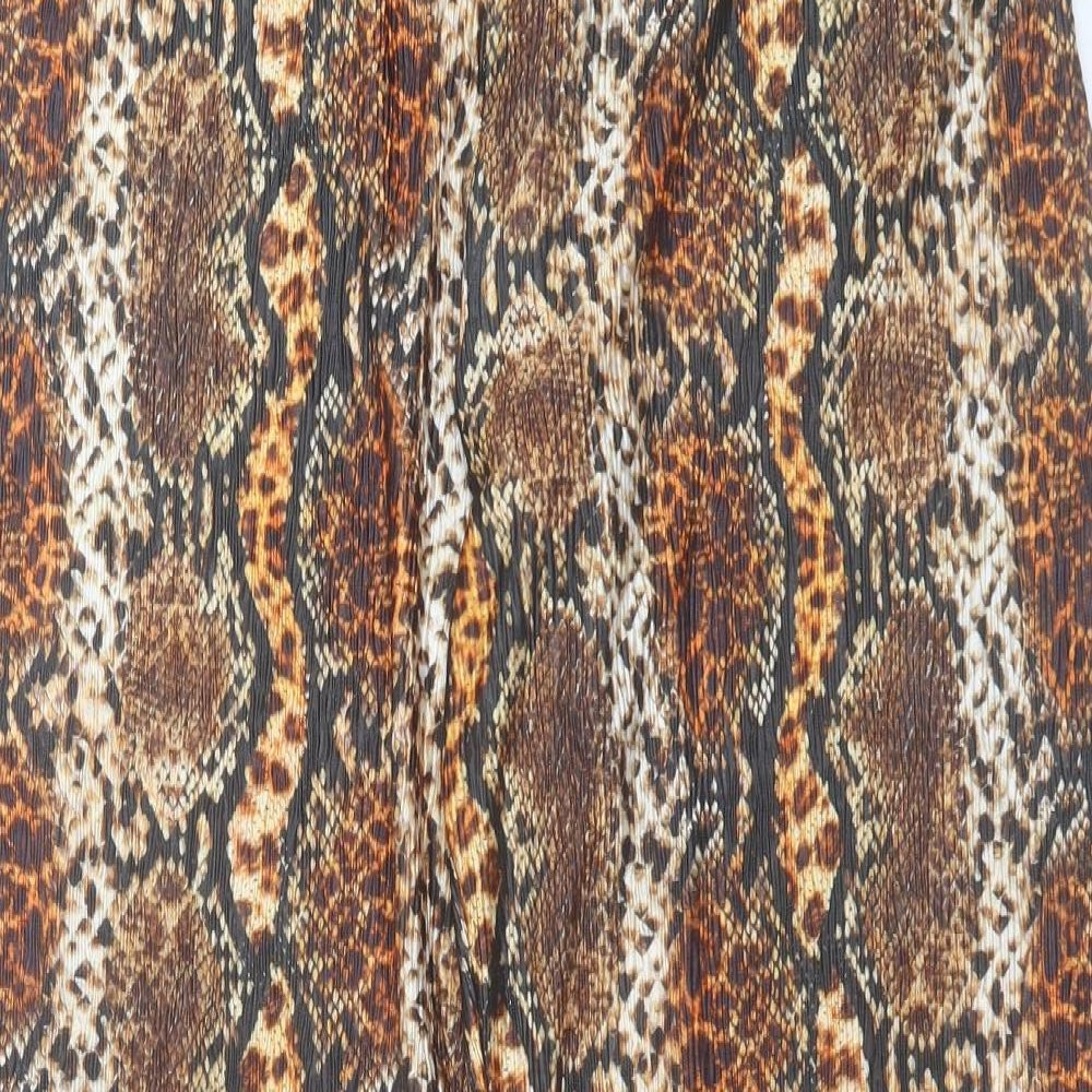 Matalan Womens Brown Animal Print Polyester Trousers Size 14 L31 in Regular - Snake Print