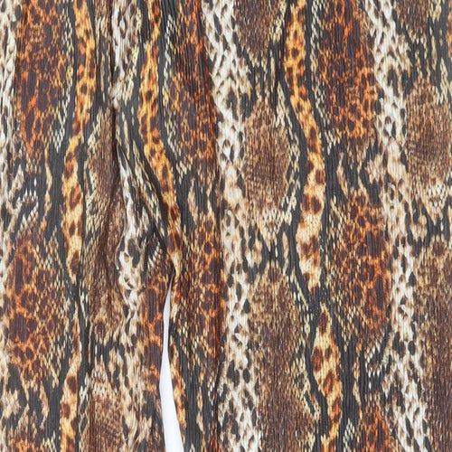 Matalan Womens Brown Animal Print Polyester Trousers Size 14 L31 in Regular - Snake Print