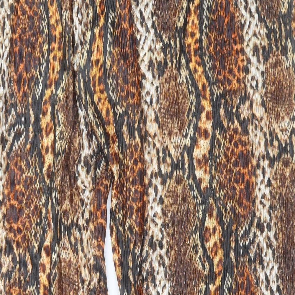 Matalan Womens Brown Animal Print Polyester Trousers Size 14 L31 in Regular - Snake Print