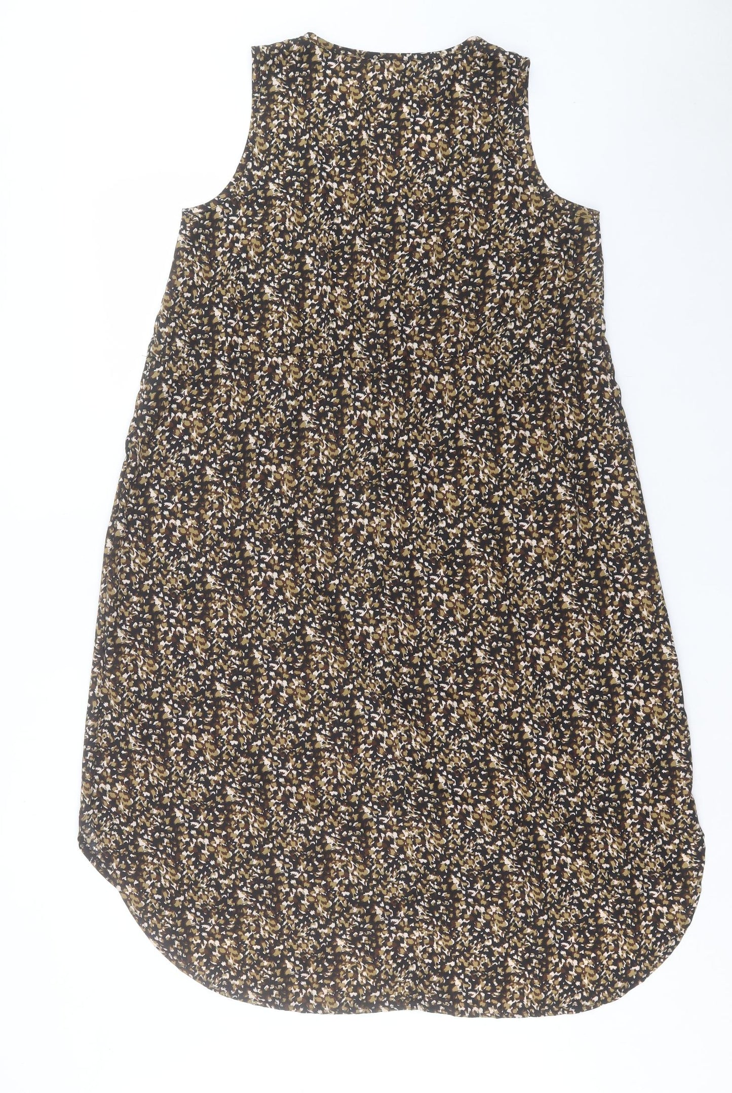 SheIn Womens Brown Geometric Polyester Tank Dress Size M V-Neck Button