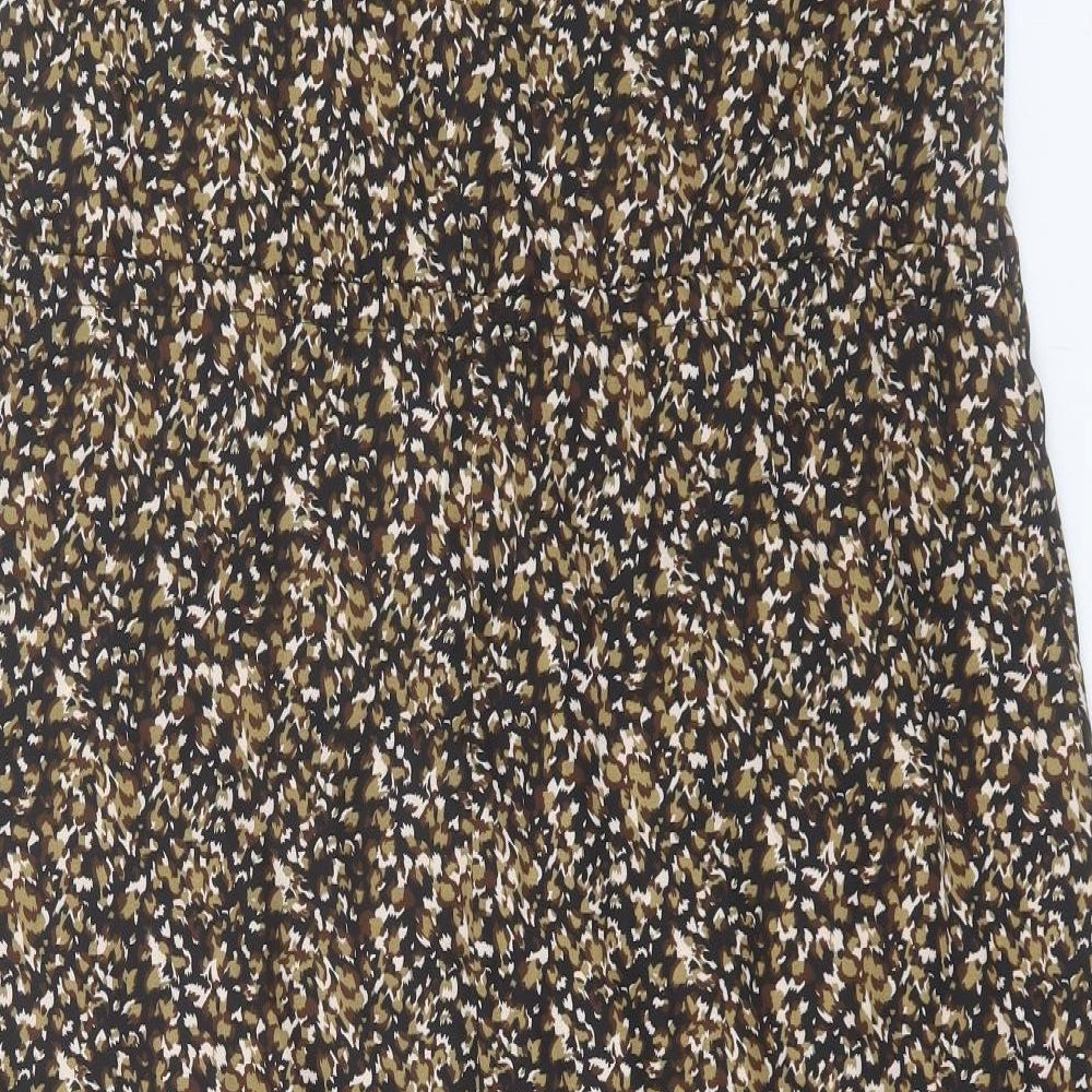 SheIn Womens Brown Geometric Polyester Tank Dress Size M V-Neck Button
