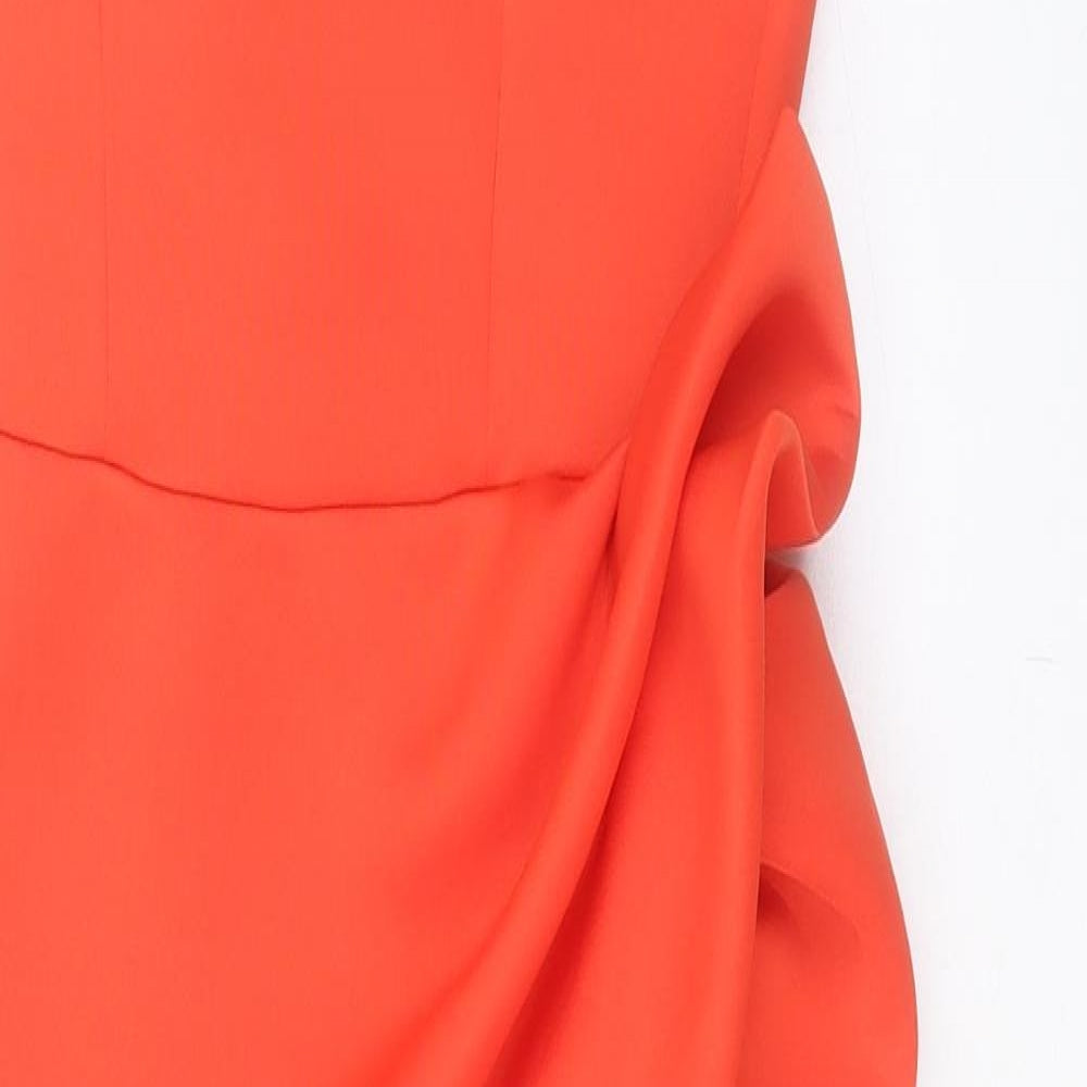 ASOS Womens Orange Polyester Pencil Dress Size 6 One Shoulder Pullover