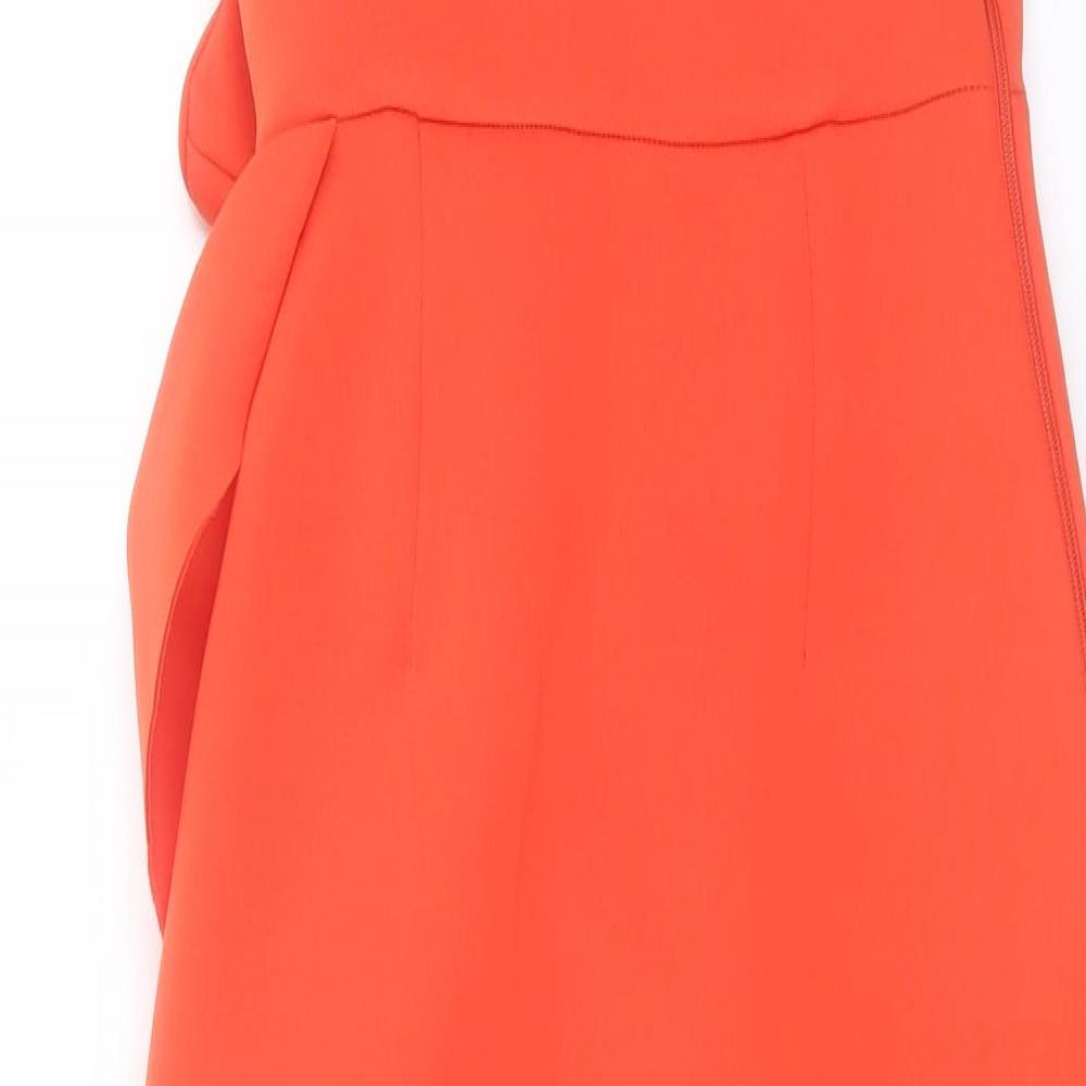 ASOS Womens Orange Polyester Pencil Dress Size 6 One Shoulder Pullover