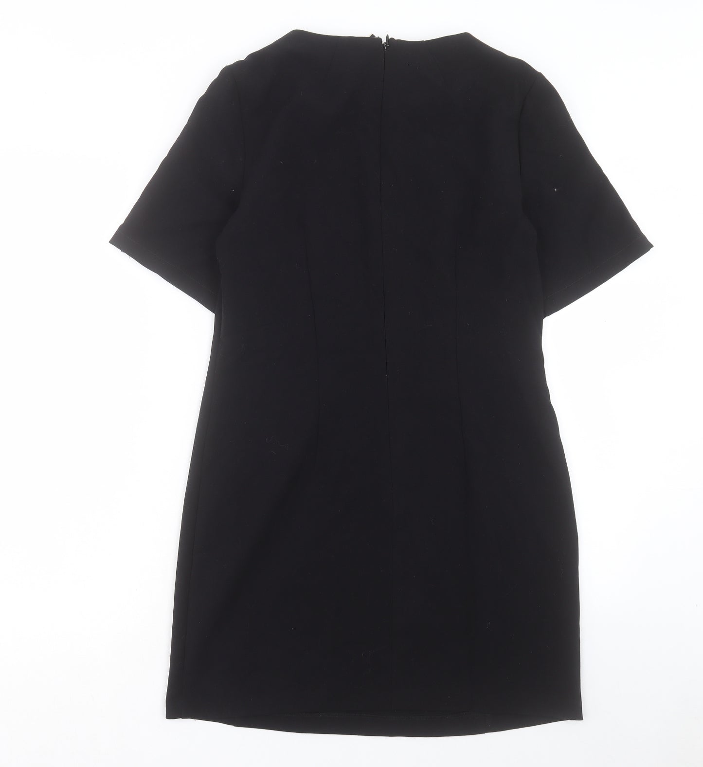 Topshop Womens Black Polyester Shift Size 12 Round Neck Zip
