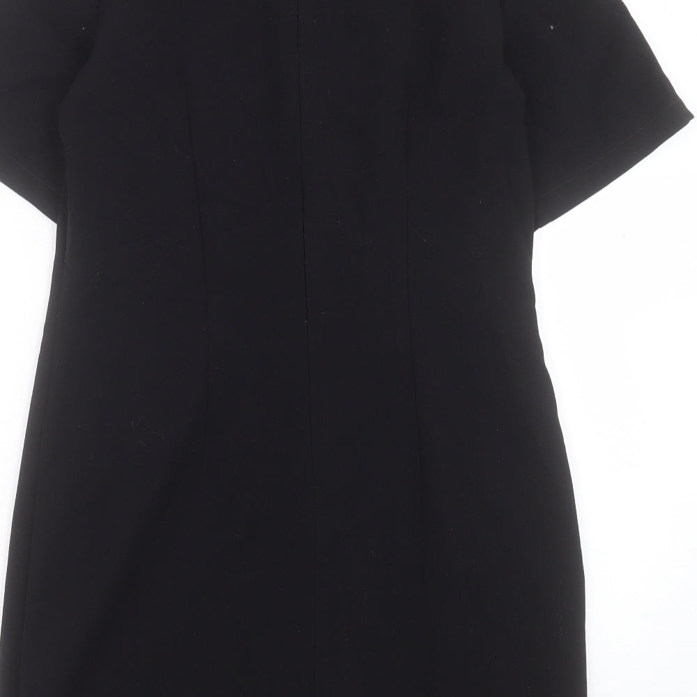 Topshop Womens Black Polyester Shift Size 12 Round Neck Zip