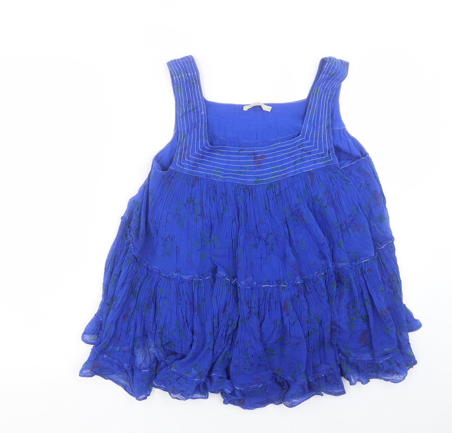 Mes Demoiselles Womens Blue Viscose Basic Blouse Size 12 Square Neck
