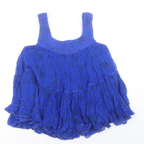 Mes Demoiselles Womens Blue Viscose Basic Blouse Size 12 Square Neck