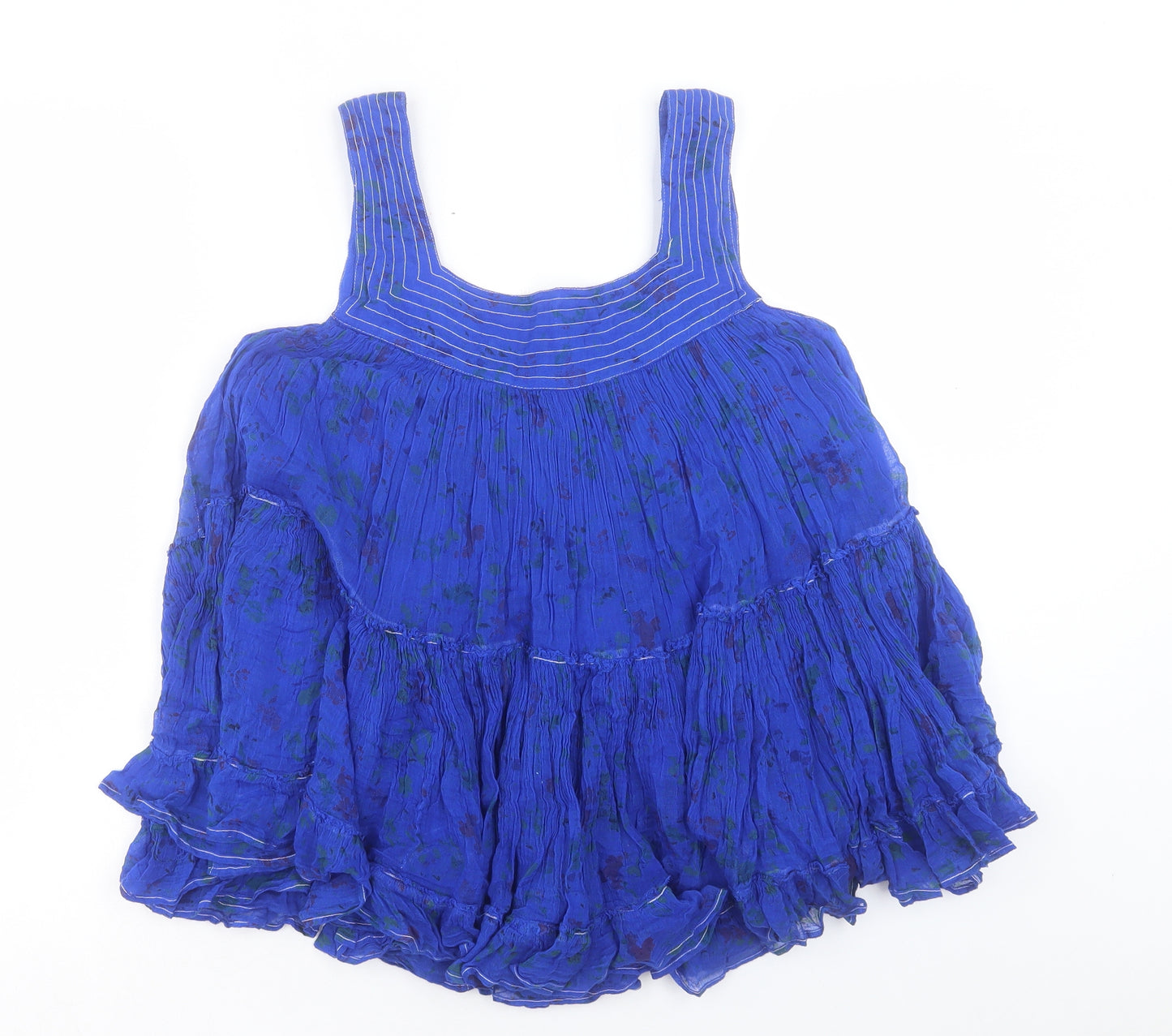 Mes Demoiselles Womens Blue Viscose Basic Blouse Size 12 Square Neck