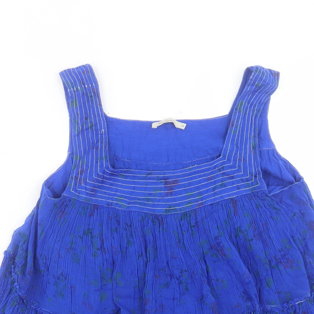Mes Demoiselles Womens Blue Viscose Basic Blouse Size 12 Square Neck