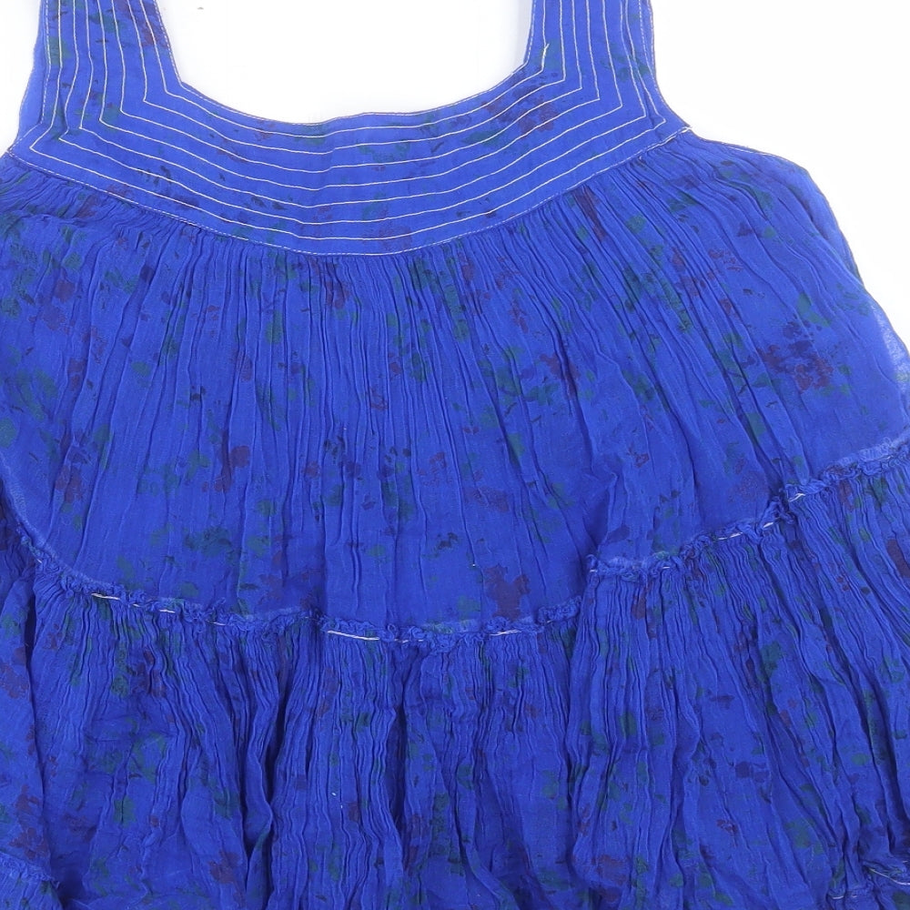 Mes Demoiselles Womens Blue Viscose Basic Blouse Size 12 Square Neck