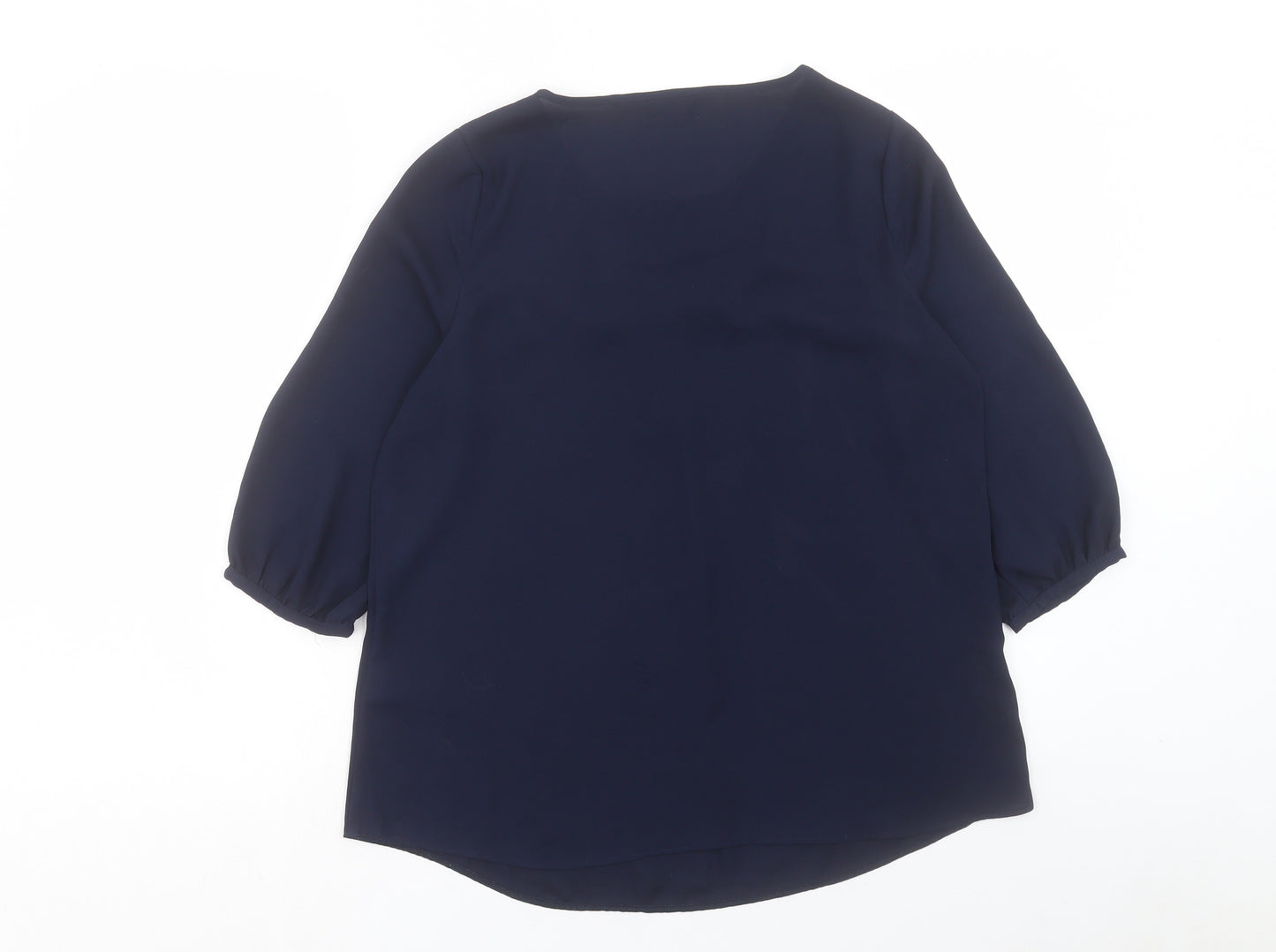 F&F Womens Blue Polyester Basic Blouse Size 12 Round Neck