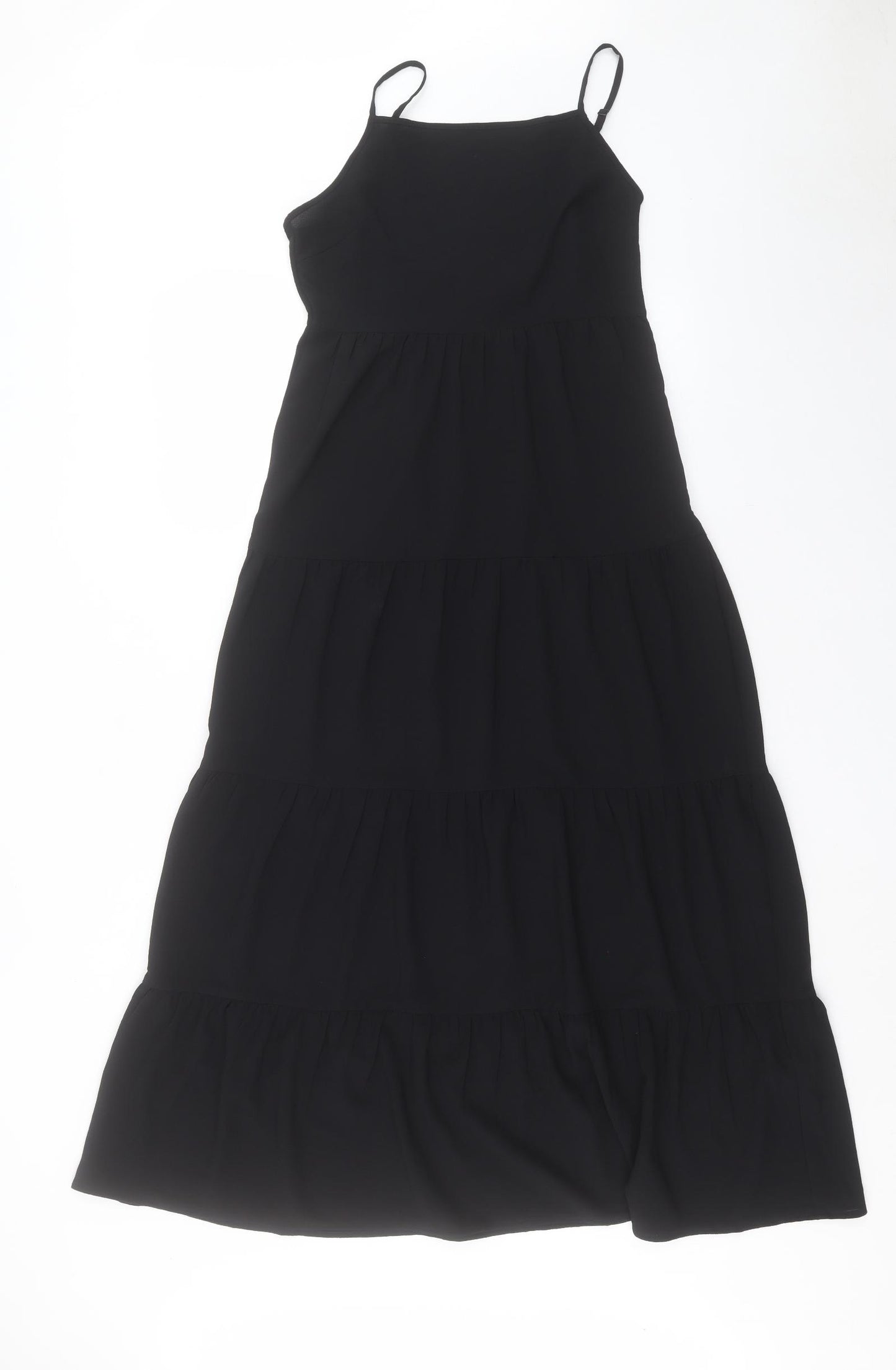 H&M Womens Black Polyester Fit & Flare Size 10 Square Neck Zip