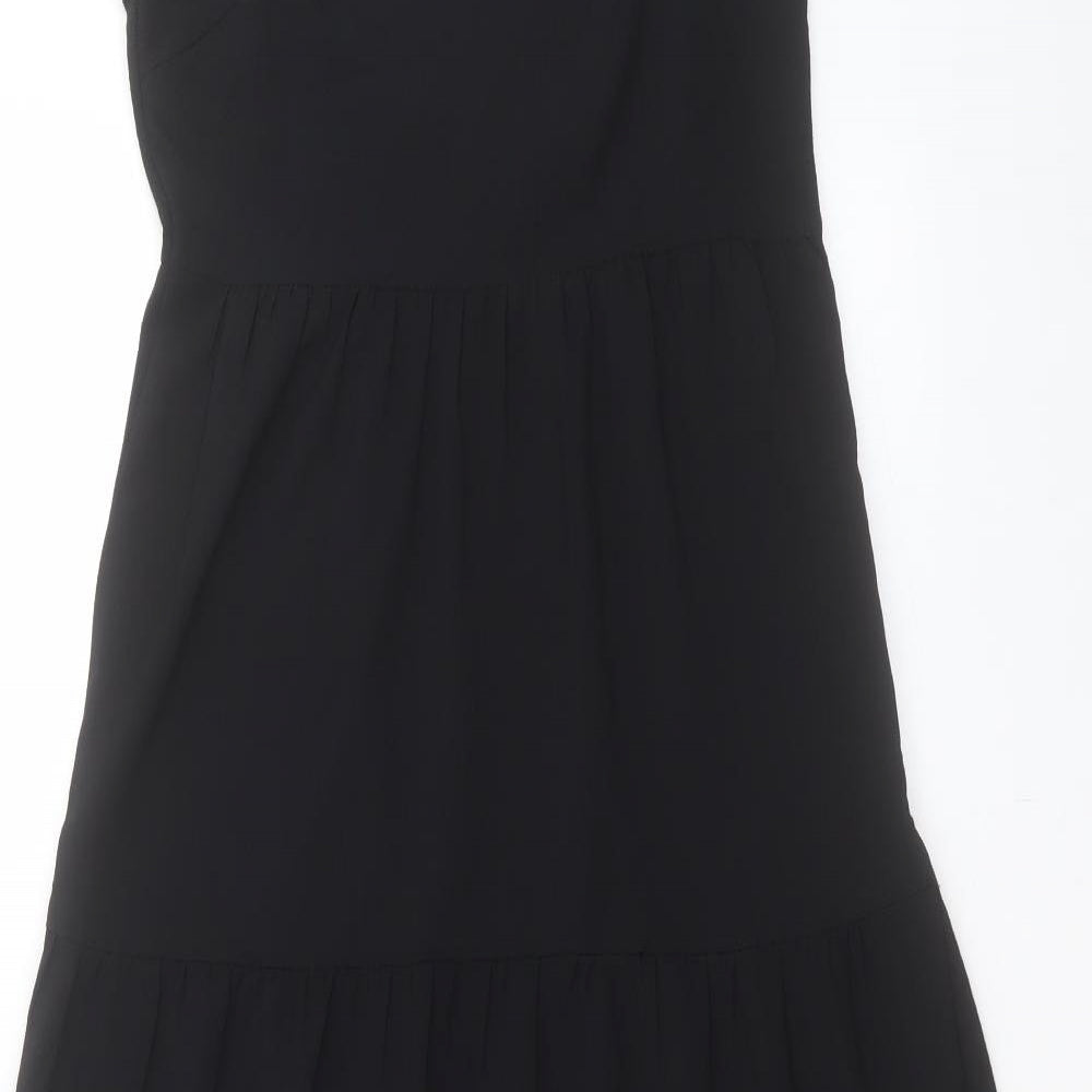 H&M Womens Black Polyester Fit & Flare Size 10 Square Neck Zip