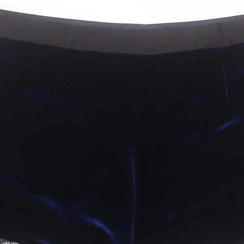 Topshop Womens Blue Polyester Hot Pants Shorts Size 6 Regular Hook & Eye - Lace Detail