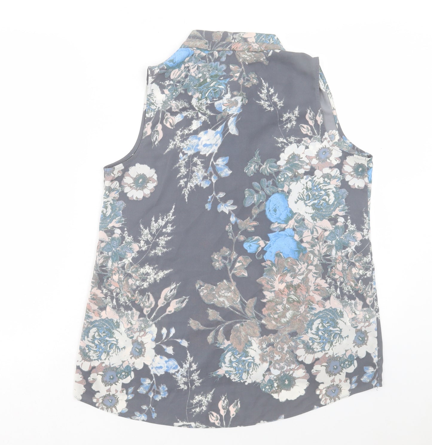 NEXT Womens Grey Floral Polyester Basic Blouse Size 12 V-Neck