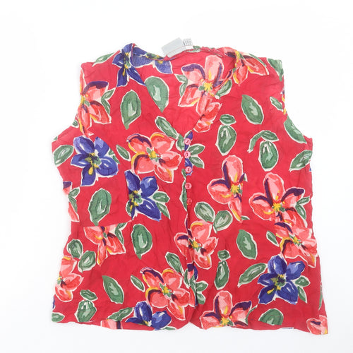 Another Women Womens Red Floral Viscose Basic Blouse Size 12 V-Neck