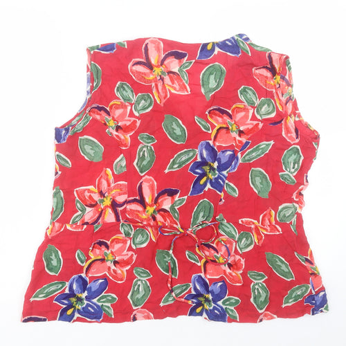 Another Women Womens Red Floral Viscose Basic Blouse Size 12 V-Neck