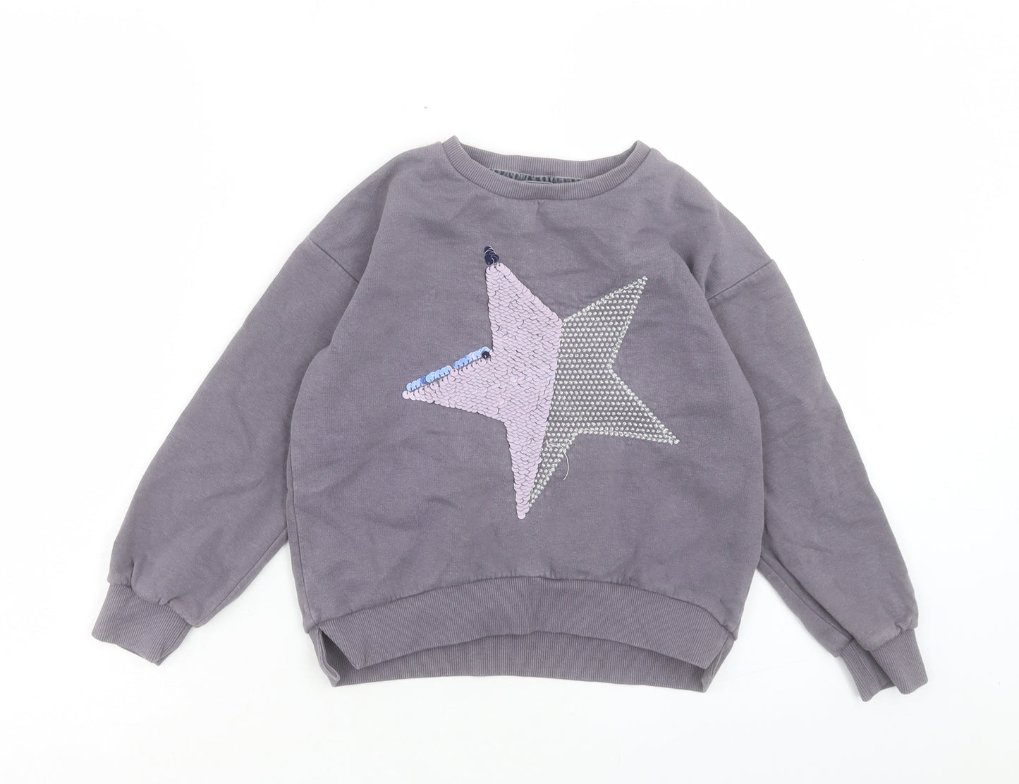 NEXT Girls Purple Cotton Pullover Sweatshirt Size 7 Years Pullover - Star
