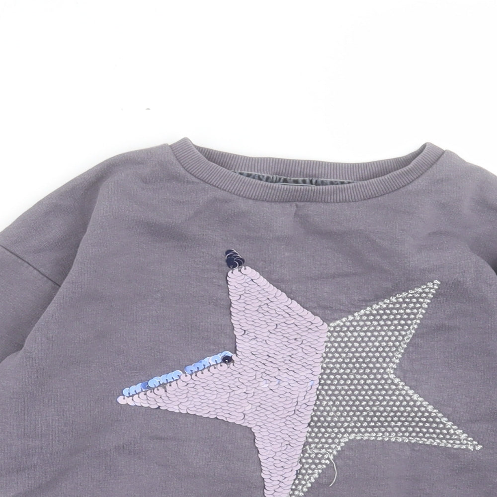 NEXT Girls Purple Cotton Pullover Sweatshirt Size 7 Years Pullover - Star