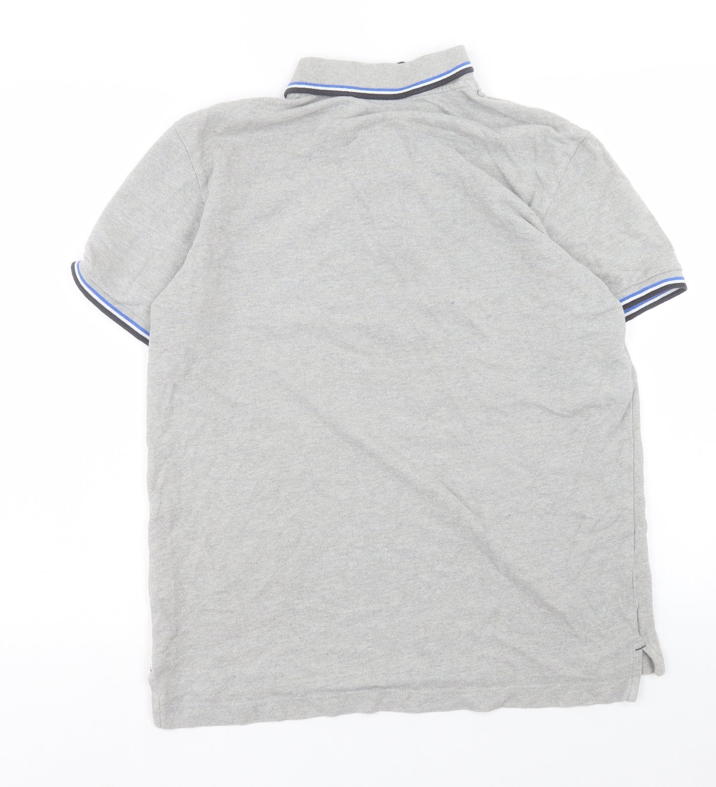 Gap Mens Grey Cotton Polo Size L Collared Button
