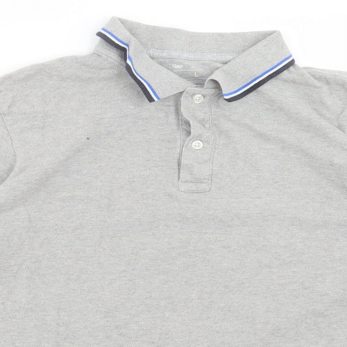 Gap Mens Grey Cotton Polo Size L Collared Button