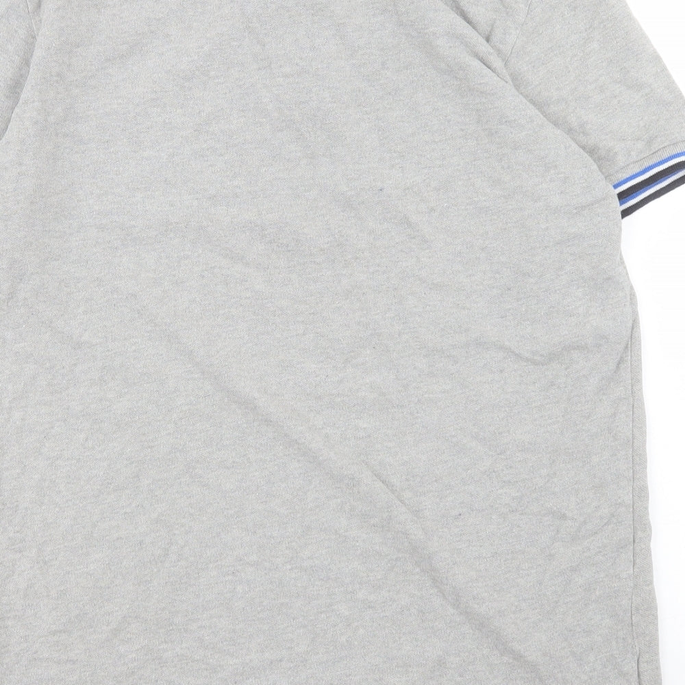 Gap Mens Grey Cotton Polo Size L Collared Button