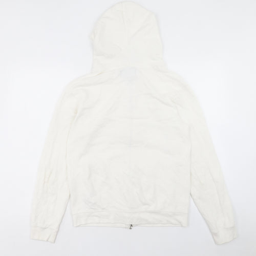 Zara Mens White Cotton Full Zip Hoodie Size L