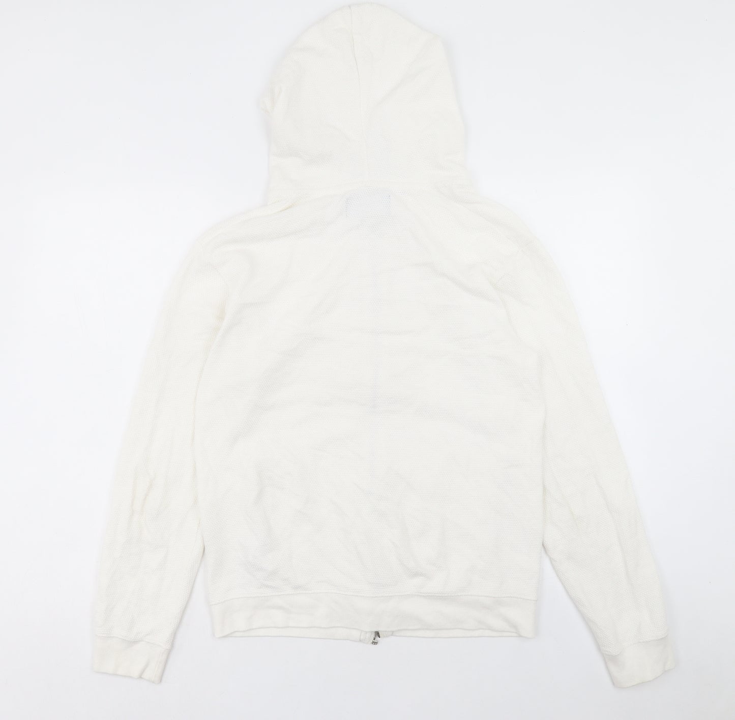 Zara Mens White Cotton Full Zip Hoodie Size L