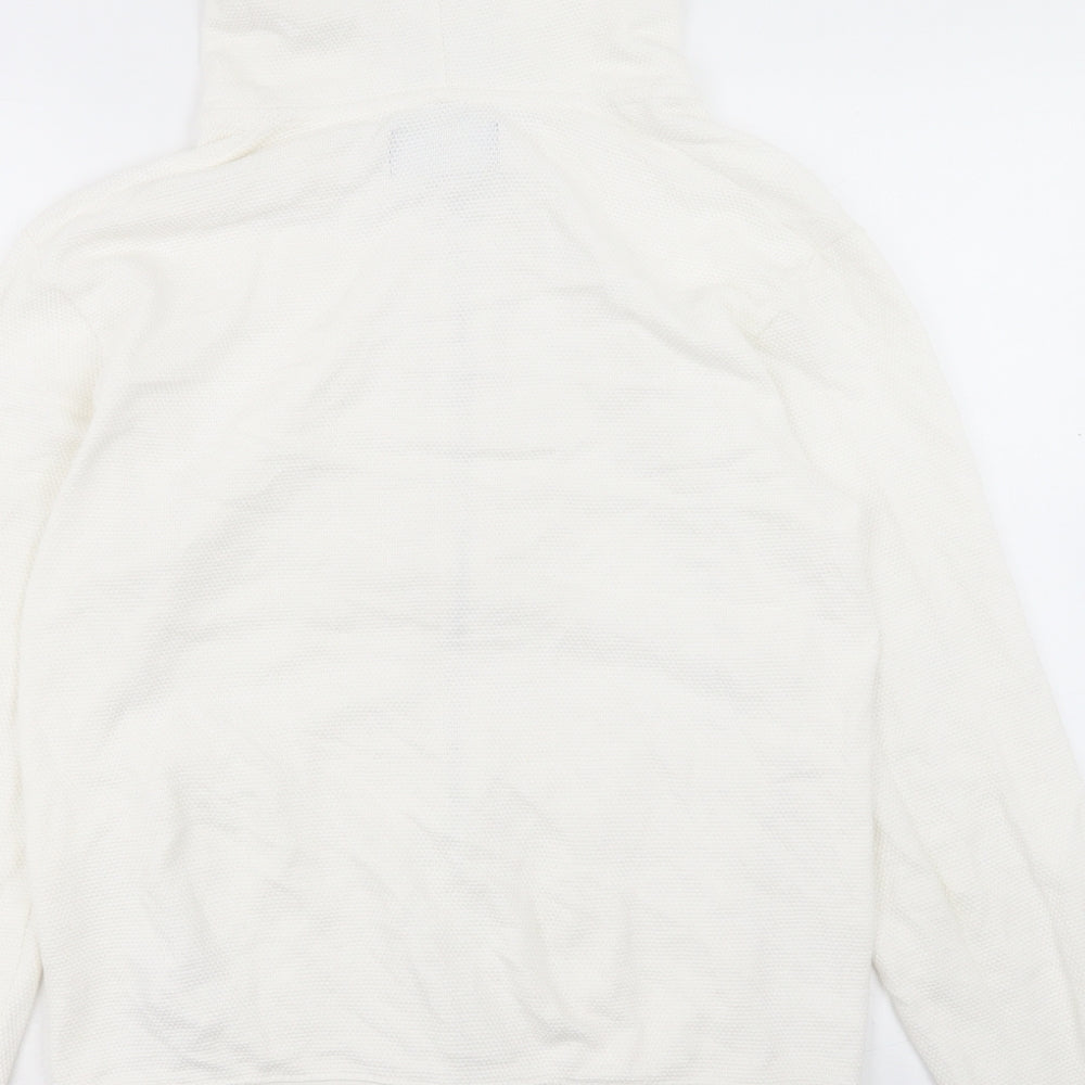 Zara Mens White Cotton Full Zip Hoodie Size L