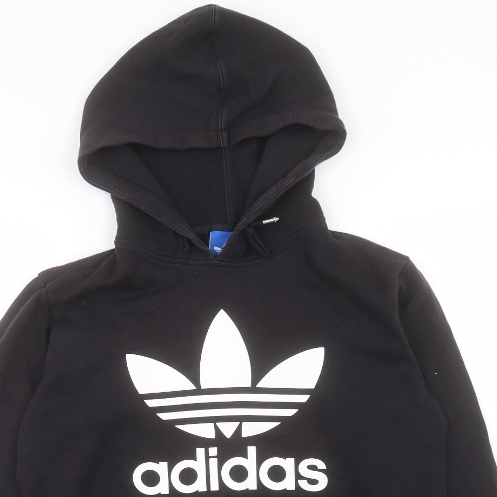 adidas Mens Black Cotton Pullover Hoodie Size S