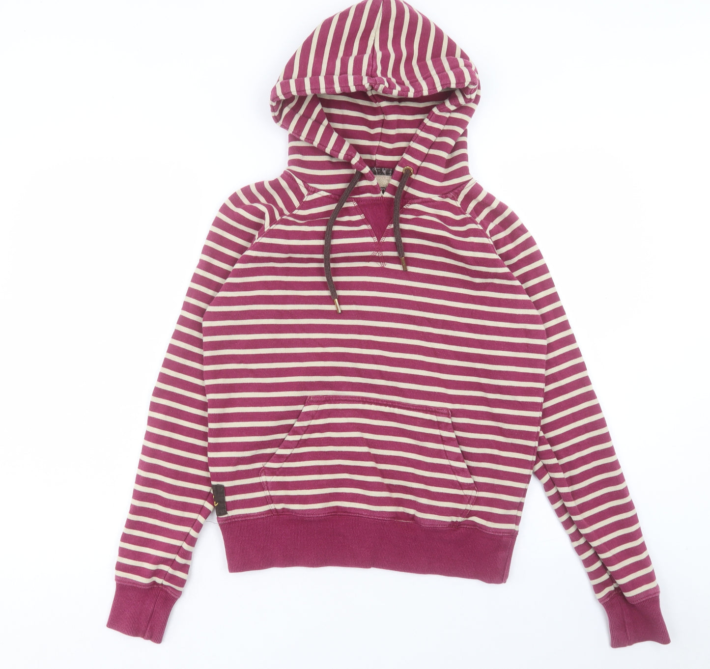 Joules Womens Purple Striped Cotton Pullover Hoodie Size 10 Pullover
