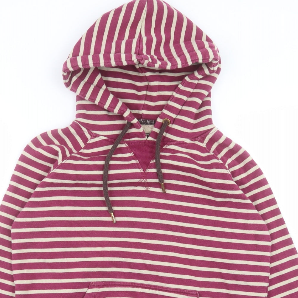 Joules Womens Purple Striped Cotton Pullover Hoodie Size 10 Pullover