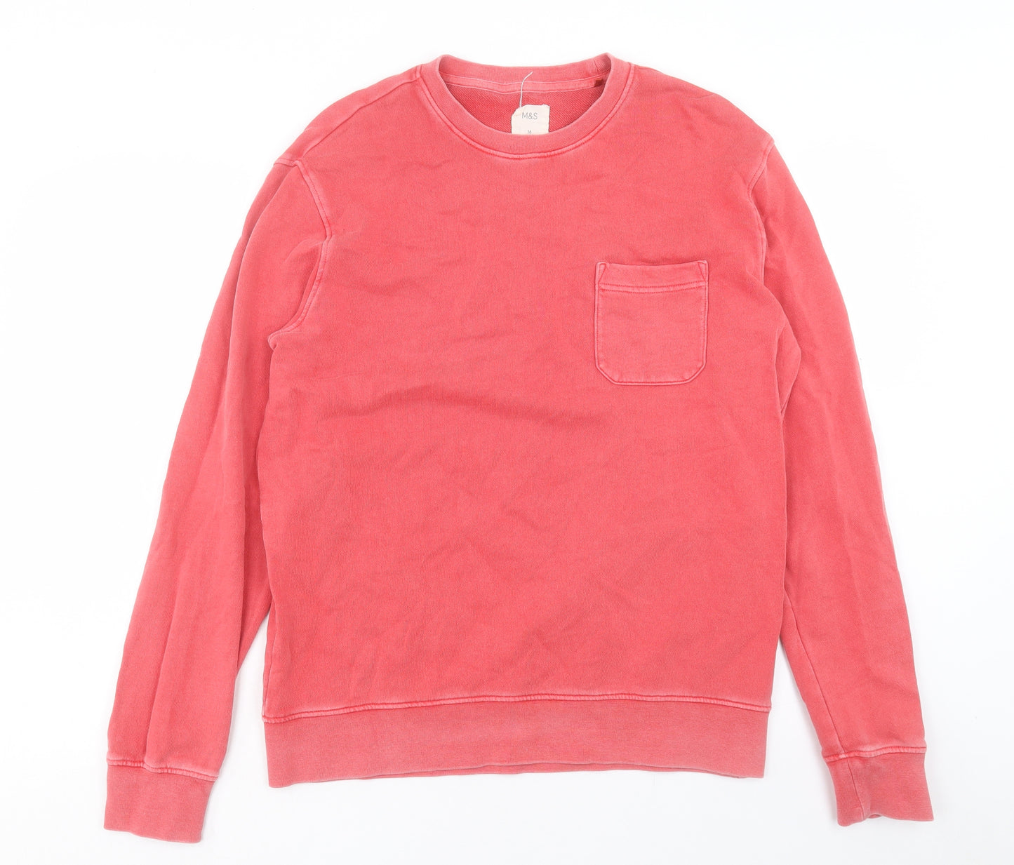 Marks and Spencer Mens Red Cotton Pullover Sweatshirt Size M