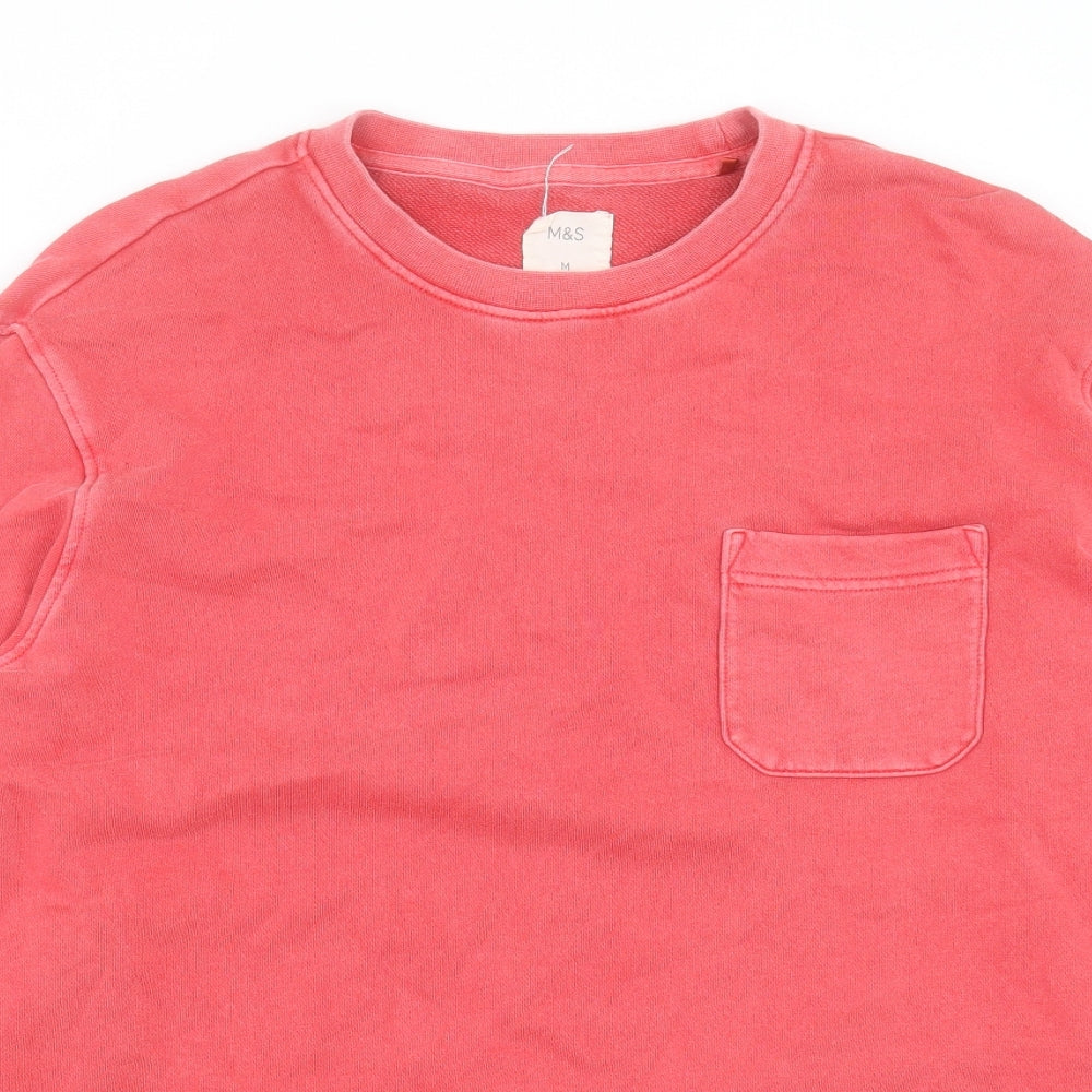 Marks and Spencer Mens Red Cotton Pullover Sweatshirt Size M
