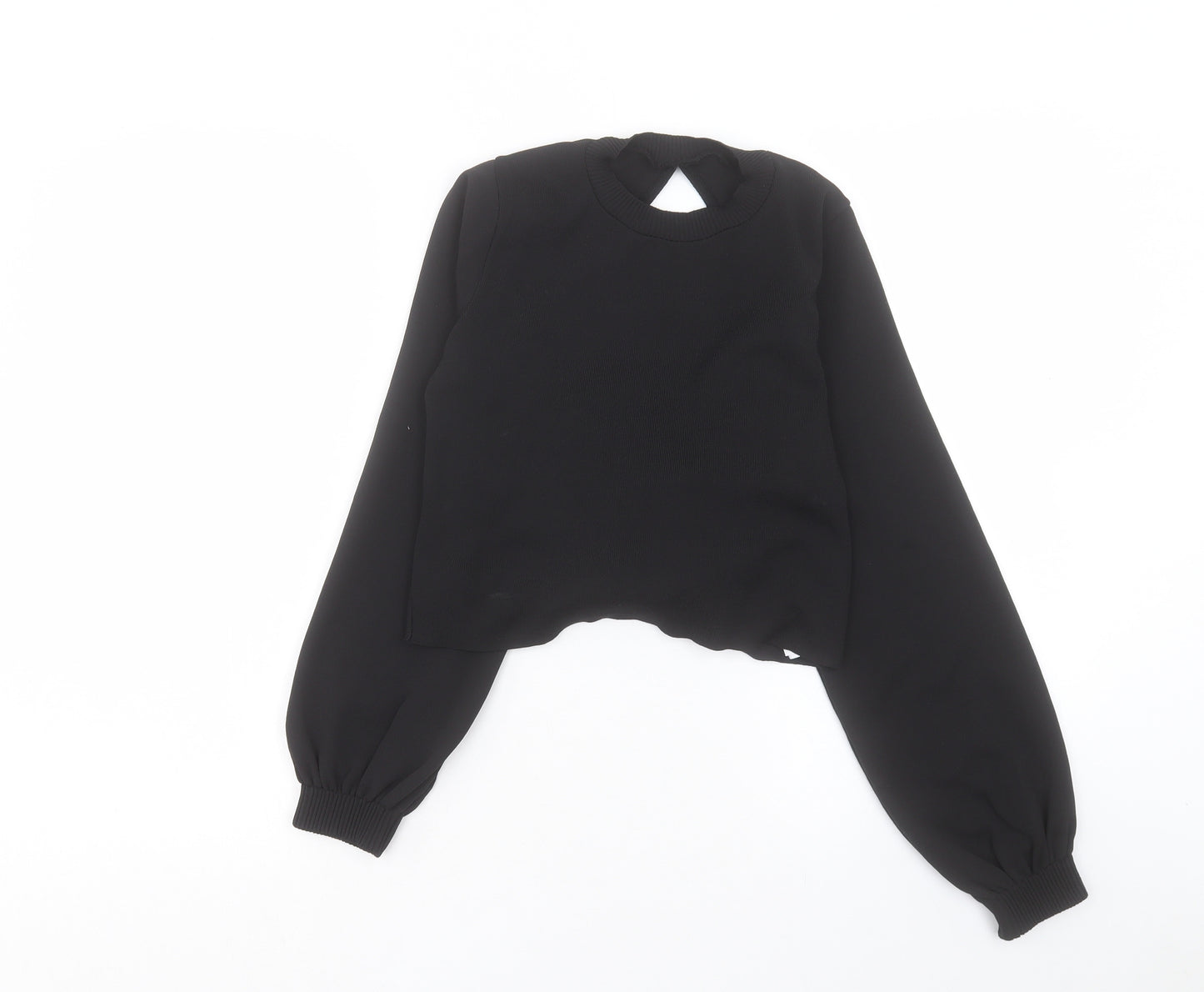 Primark Womens Black Polyester Basic Blouse Size S Round Neck - Open Back