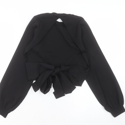 Primark Womens Black Polyester Basic Blouse Size S Round Neck - Open Back