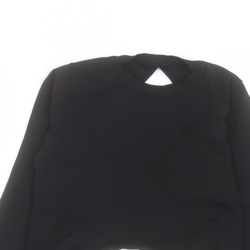 Primark Womens Black Polyester Basic Blouse Size S Round Neck - Open Back