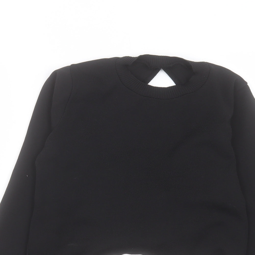 Primark Womens Black Polyester Basic Blouse Size S Round Neck - Open Back