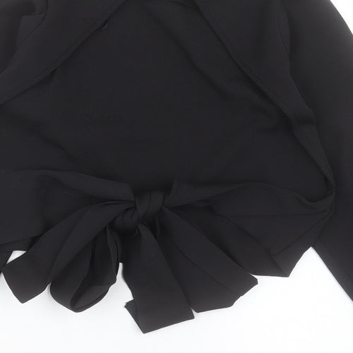 Primark Womens Black Polyester Basic Blouse Size S Round Neck - Open Back