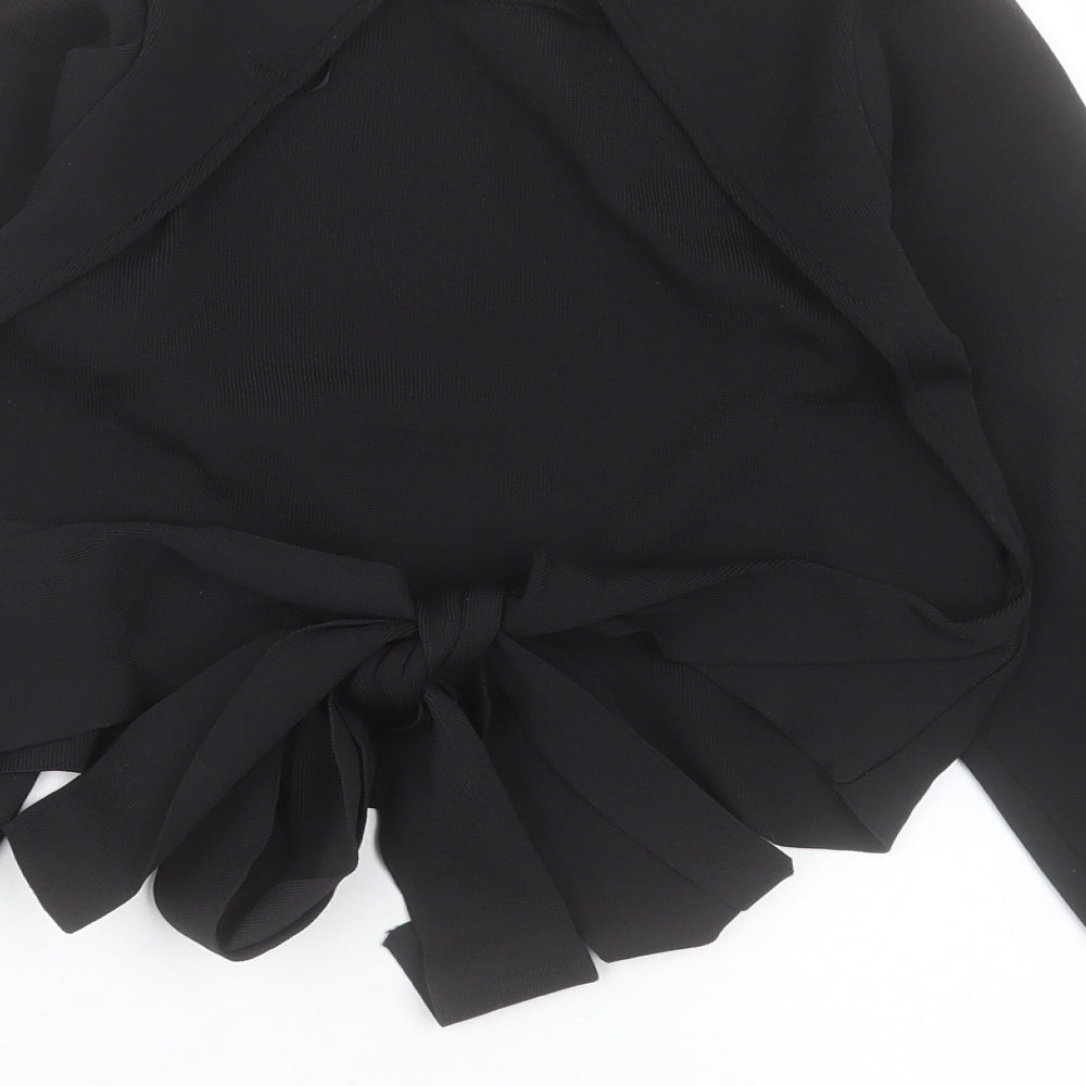 Primark Womens Black Polyester Basic Blouse Size S Round Neck - Open Back