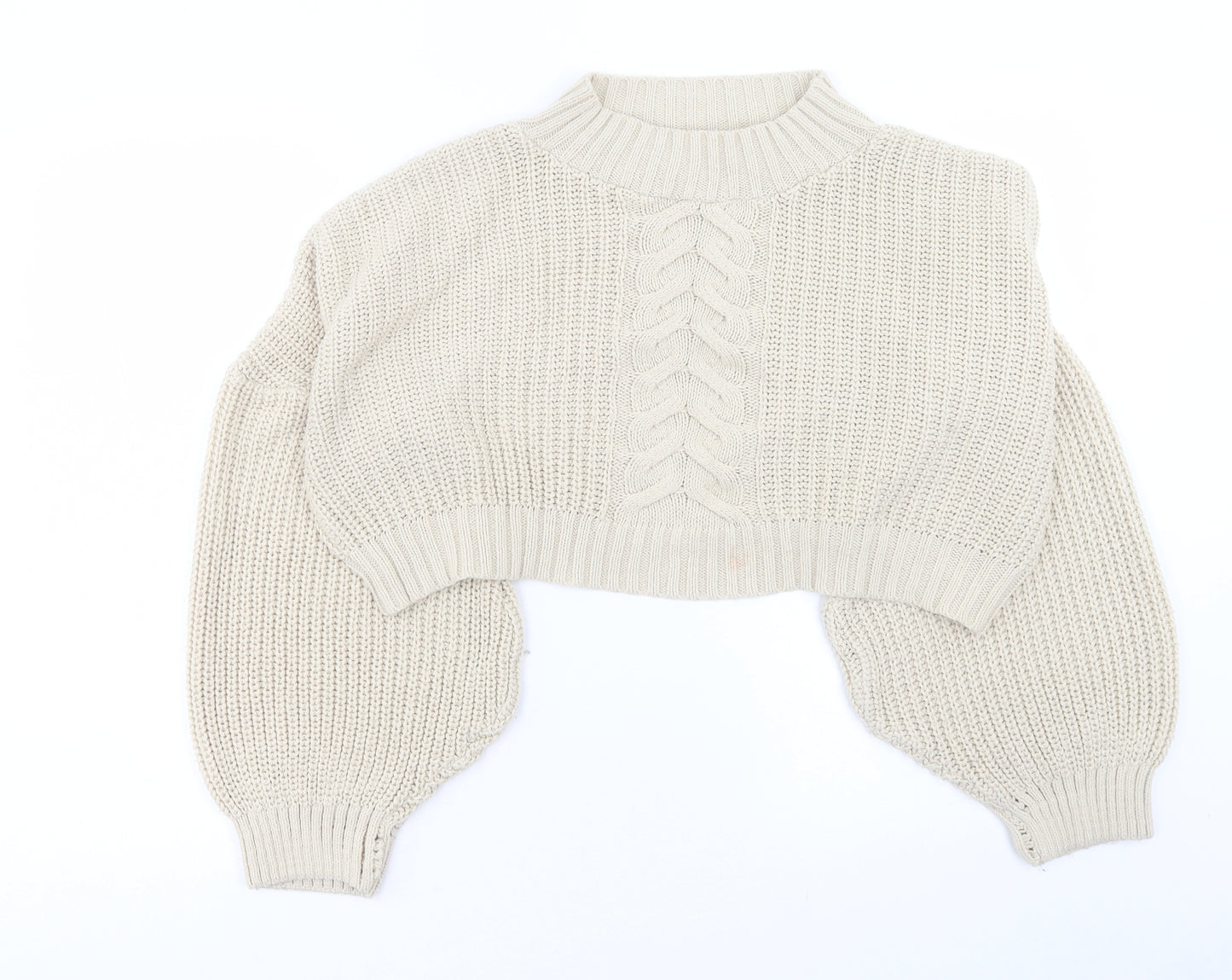 Missguided Womens Beige Mock Neck Acrylic Pullover Jumper Size 14