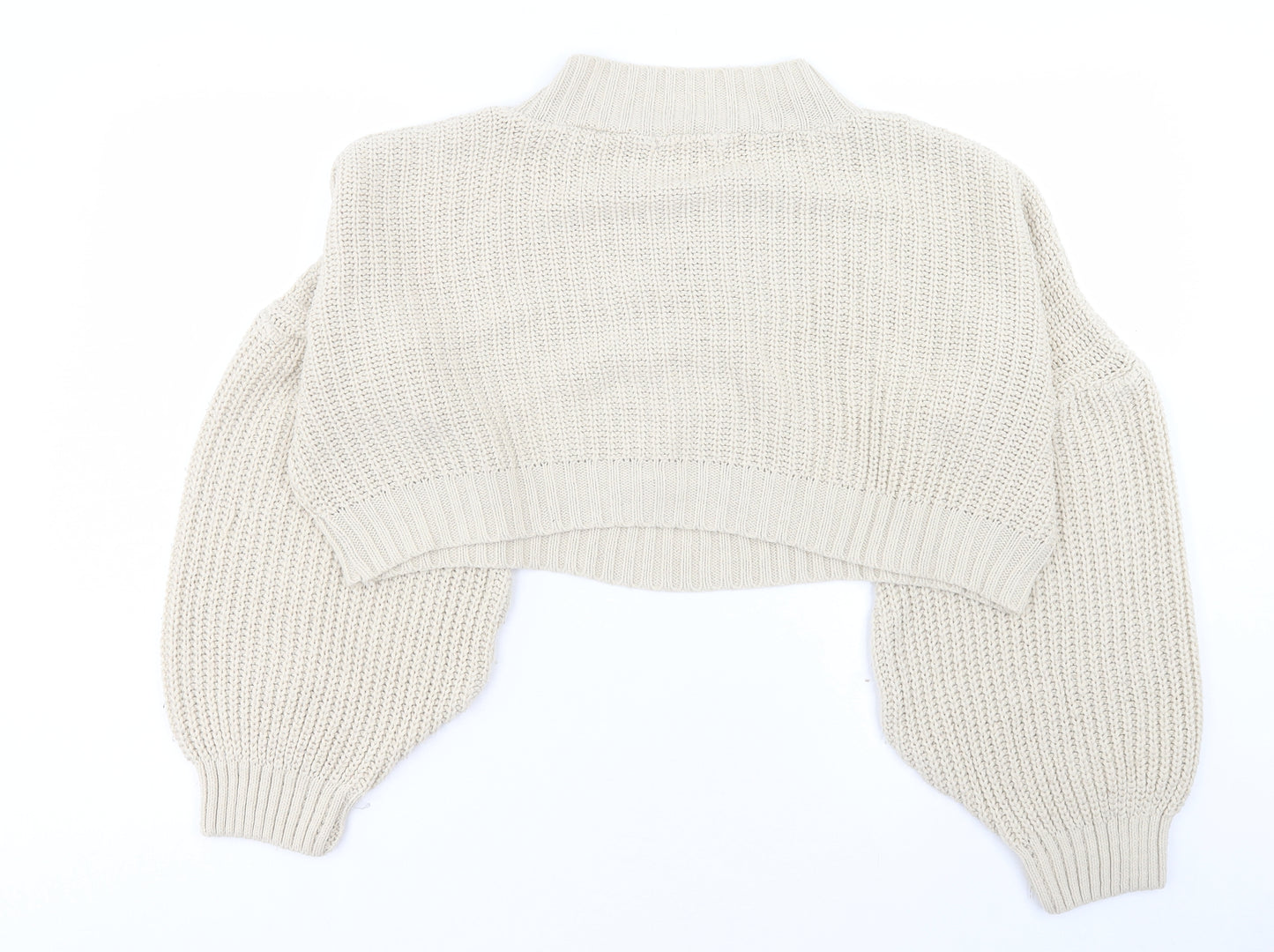 Missguided Womens Beige Mock Neck Acrylic Pullover Jumper Size 14